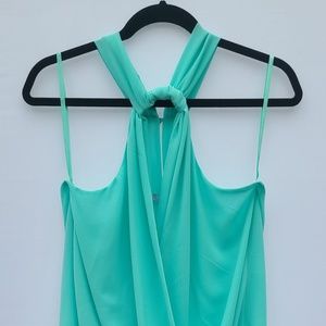 Naked Zebra Mint Twist Halter V Neck Tank